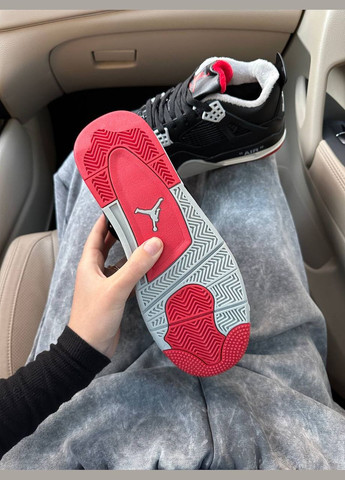 Черные зимние кроссовки зимние мужские и женские nike air jordan 4 winter black white red | найк аир джордан 4 черные белые красные с мехом No Brand