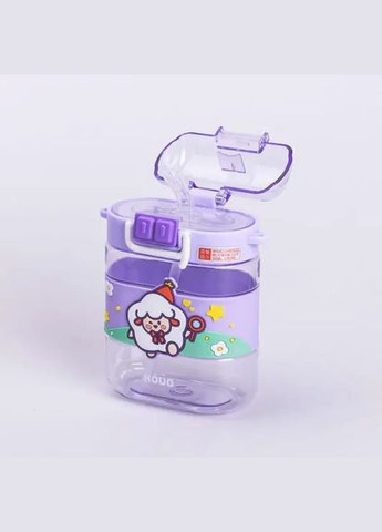 Пляшка для води дитяча з трубочкою та ремінцем 560 мл пляшечка для пиття в школу 15 см Фіолетова HP-14-36V Yiwu (326177852)