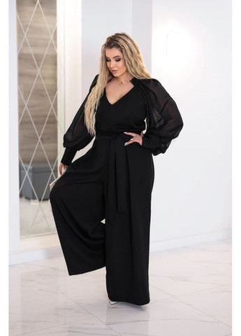 Элегантный женский комбинезон из креп-костюмки — ЗАМЕРЫ В ОПИСАНИИ GD/GL Модний простір комбинезон-брюки однотонный чёрный повседневный костюмная