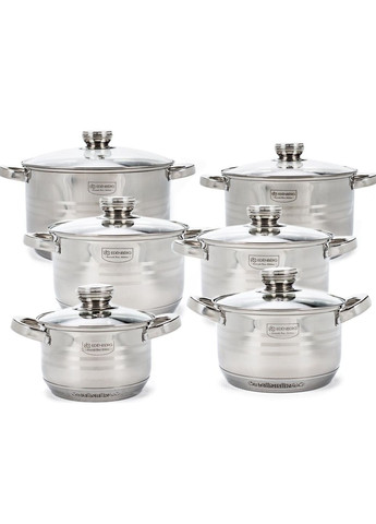 Набір посуду EB-4037 із нержавіючої сталі 12 шт. (EB-4037) Edenberg (362193084)