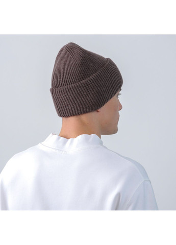 Шапка бини мужская шерсть коричневая GEORGE 019-515 LuckyLOOK 019-515M (367831479)