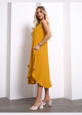 Гірчична повсякденний сукні а-силует ISSA PLUS однотонна