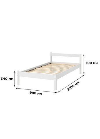Односпальне дерев'яне ліжко MG01 RAL 9003 90х200 см (MBG-21877) Mebigrand (366027677)