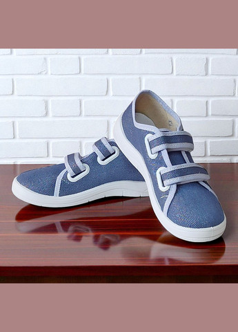 Синие ортопедические текстильные кеды на липучках для девочки валди Waldi