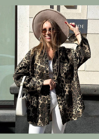 Сорочка вільного крою кольору коричневий леопард з турецької тканини в розмірі 42-56 No Brand 92 (328256303)