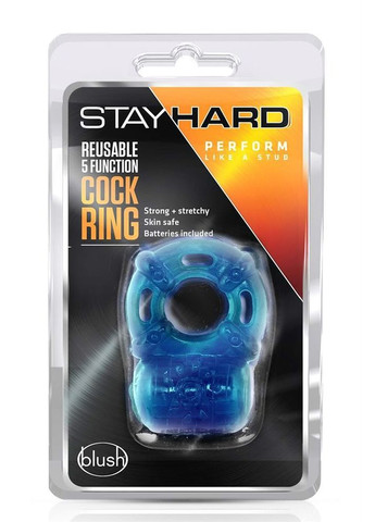 Эрекционное кольцо с вибрацией Stay Hard, синее, 3.8 см Blush (372737996)