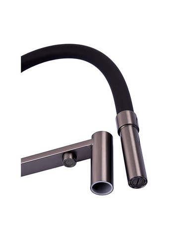 Кухонний змішувач KIT-021 Graphite REFL.Black з гнучким виливом на дві води з нержавіючої сталі Zerix (370948288)