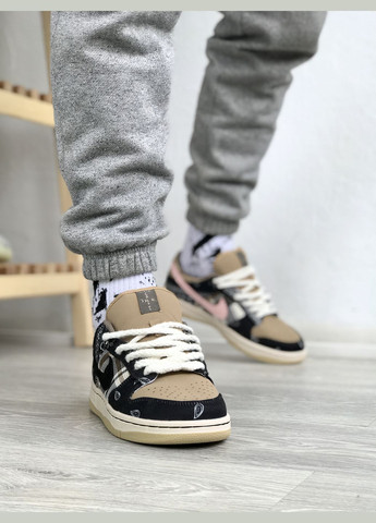 Кроссовки женские и мужские Nike SB Dunk Low x Travis Scott Cactus Jack | Найк сб Данк низкие черные No Brand чёрные демисезоны (307397766)