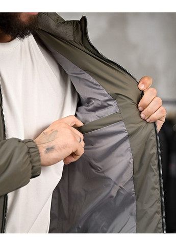 Оливкова (хакі) демісезонна демісезонна чоловіча куртка плащівка хакі No Brand