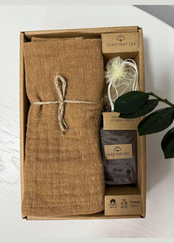 Набор кухонных полотенц Эксклюзив 60 х 40 см лен Коричневый No Brand коричневый