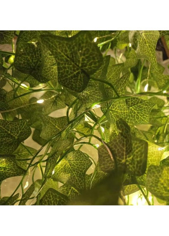 Светодиодная гирлянда на батарейках 2 м на 20 лампочек с искусственными зелеными листьями плюща No Brand (370590736)