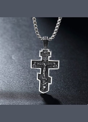 Чоловічий кулон хрестик із ланцюжком на шию підвіска амулет стильний оберег STORE 182-Сер (329202055)