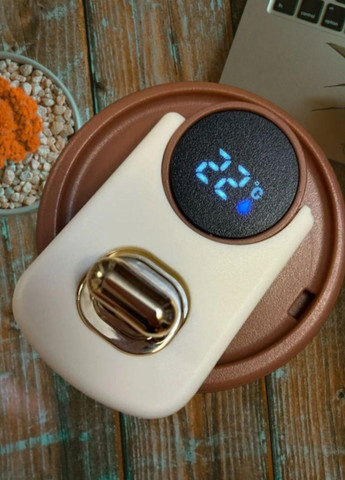 Термочашка з індикатором 380 мл сталь Coffee Бежева No Brand (364549963)