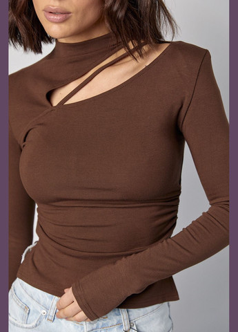 Женская водолазка с драпировкой и асимметричным вырезом спереди Lurex (317211746)