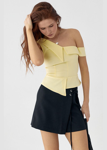 Лайм блузка без рукавов с открытым плечом Lurex