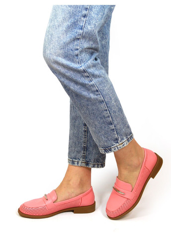 It-Girl Жіночі перфоровані лофери лофери кораловий з натуральна шкіра, — літо (350874635)