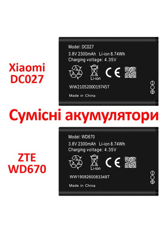 Аккумулятор для роутера WD670 4G LTE Wi-Fi Router 2300mAh ZTE (322707227)