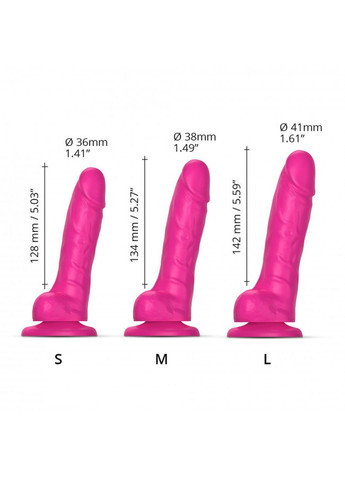 Фаллоимитатор реалистичный размер M на присоске, розовый, 13.4 х 3.8 см Strap-On-Me (289784508)