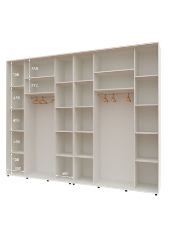 Шафа-купе чотиридверна 300*60*240 см Білий 4 двері Дзеркало Максі Комфорт Меблі (360455776)