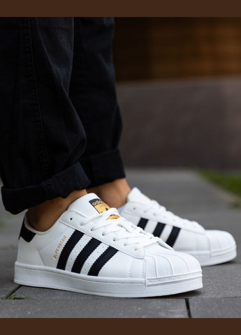 Білі Осінні кросівки чоловічі white black No Brand Superstar Classic