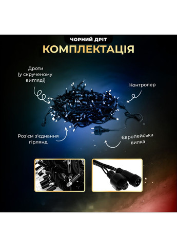 Уличная гирлянда бахрома 25 (м) 405 led светодиодов наружная мультиколор черный провод Jooki (366037748)