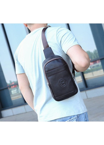 Кожаная сумка-бананка Feidikabolo нагрудная для мужчин черная барсетка кроссбоди из натуральной кожи ProDobro (363222581)