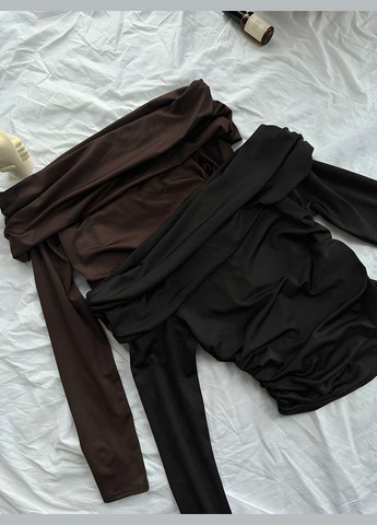 Коричневая женский базовый черный коричневый лонгслив блуза, блузка шоколадная Україна