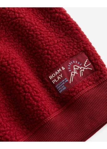 H&M плюшевый свитшот тедди для мальчика однотонный бордовый повседневный полиэстер