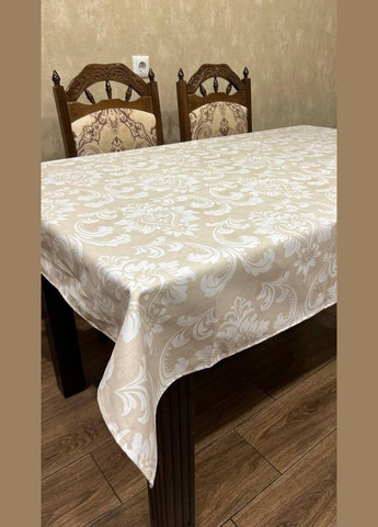 Скатерть-непроливайка с тефлоновым покрытием полиэстер бежевая с узором 180х220 см 0502-2 (0502-2) No Brand (306633572)