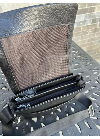 Шкіряна сумка чоловіча через плече 21х23х5.5, м'яка барсетка для гаджетів 12977 чорна Tiding Bag (341309403)