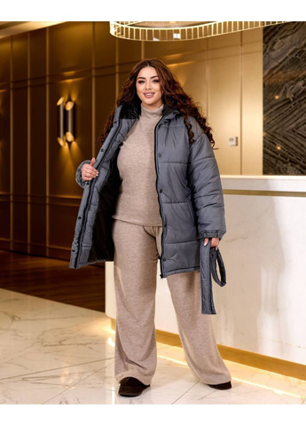 Графитовая демисезонная куртка женская тёплая Style Point