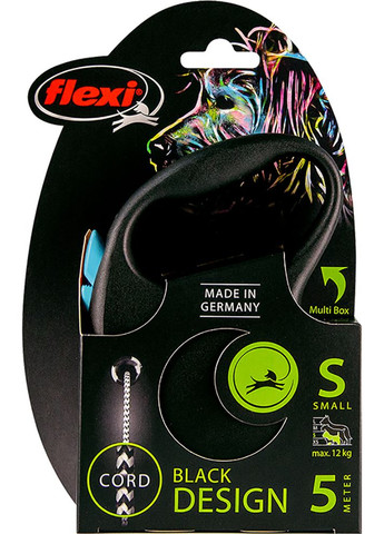 Повідець-рулетка Black Design S трос 5 м Блакитний (4000498033333) Flexi (364751493)