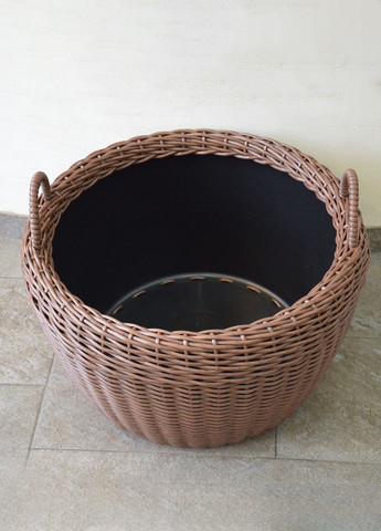 Корзина для дров плетеная (дровница) из искусственного ротанга ручной работы. Цвет Молочный шоколад. 45 литров Handmade (327878869)