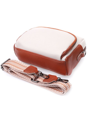 Зручна кроссбоді для жінок на кожен день з натуральної шкіри біла 22589 Vintage (329196984)