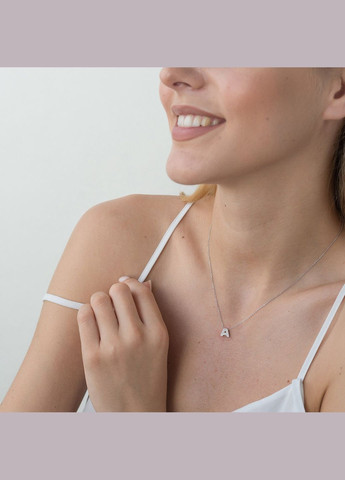 Колье с буквой Е в белом золоте (фианиты) кол01329Е 45 Oniks (334688783)