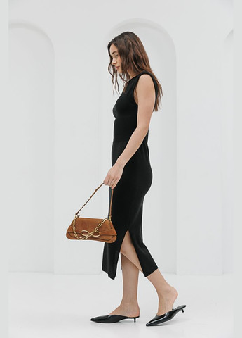 Чорна літнє в'язане чорне плаття з вирізом на спині Arjen