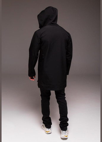 Чорна демісезонна куртка подовжена softshell на флісі No Brand