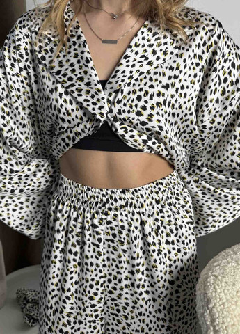 Серая всесезон пижама коллекции «объятия» с принтами (сорочка, штани, резинка) VIDCHUY