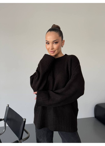 Коричневий стильний в'язаний жіночий светр No Brand Б1466-095