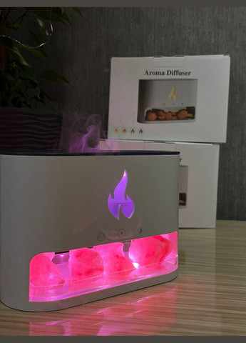 Увлажнитель воздуха с эффектом пламени и с гималайской солью 3в1 RGB Белый Lucky Day Shop (309005862)