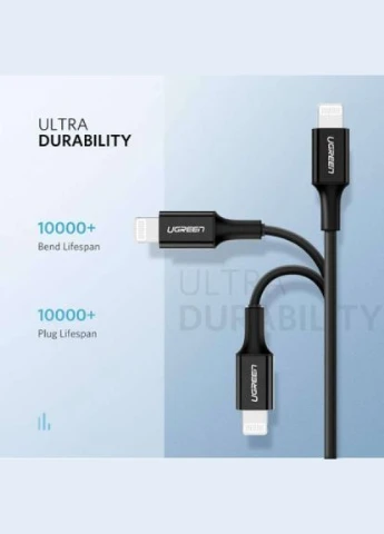Дата кабель USBC to Lightning 1.0m US1713A Nickel Plating ABS Shell Black (60751) Ugreen USB-C to Lightning 1.0m US1713A Nickel Plating ABS (268142330)