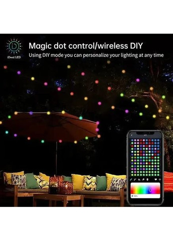 Гирлянда на елку по управлению с телефона матовый шарик 10 метров с пультом Usb Bluetooth Solar (367075863)