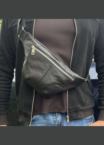 Кожаная сумка на пояс бананка черный Dekey (351898943)