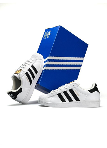 Білі Осінні кросівки чоловічі adidas white black No Brand Originals Superstar M