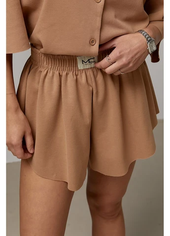 Базовый трикотажный костюм из рубашки и шорт Lurex (394719026)