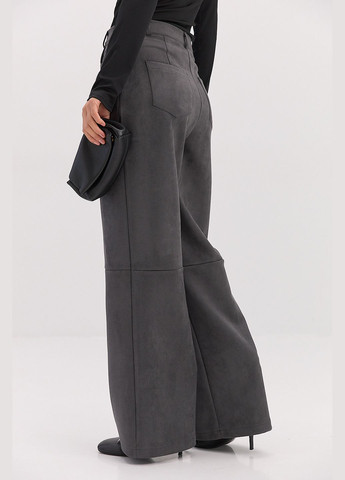 Замшевые женские брюки черные с декоративными швами Arjen (314901625)