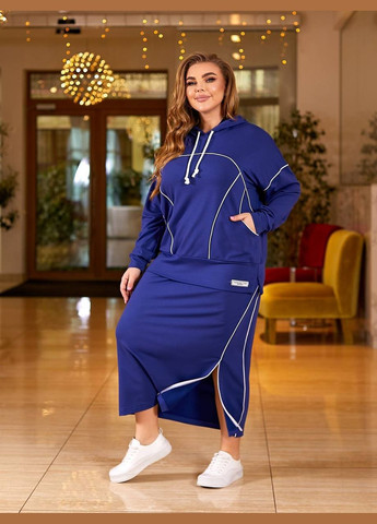 Женский спортивный костюм с юбкой цвет индиго р.56/58 450250 New Trend (282926516)