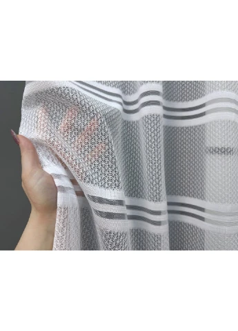 Короткий тюль 1949т Жакард Білий з сірим 300х200 см (42-0883) VR-Textil (373441345)