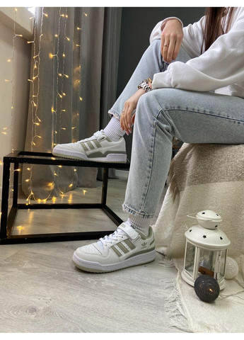 КРОСІВКИ ЖІНОЧІ ADIDAS FORUM LOW WHITE GREEN АДІДАС ФОРУМ No Brand сірі демісезони (367170778)