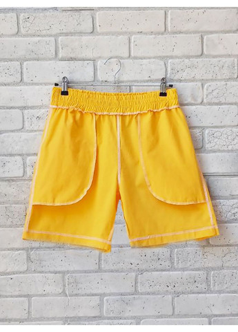 Жовті жіночі шорти короткі з кишенями бенгалін без підкладки No Brand (351855116)